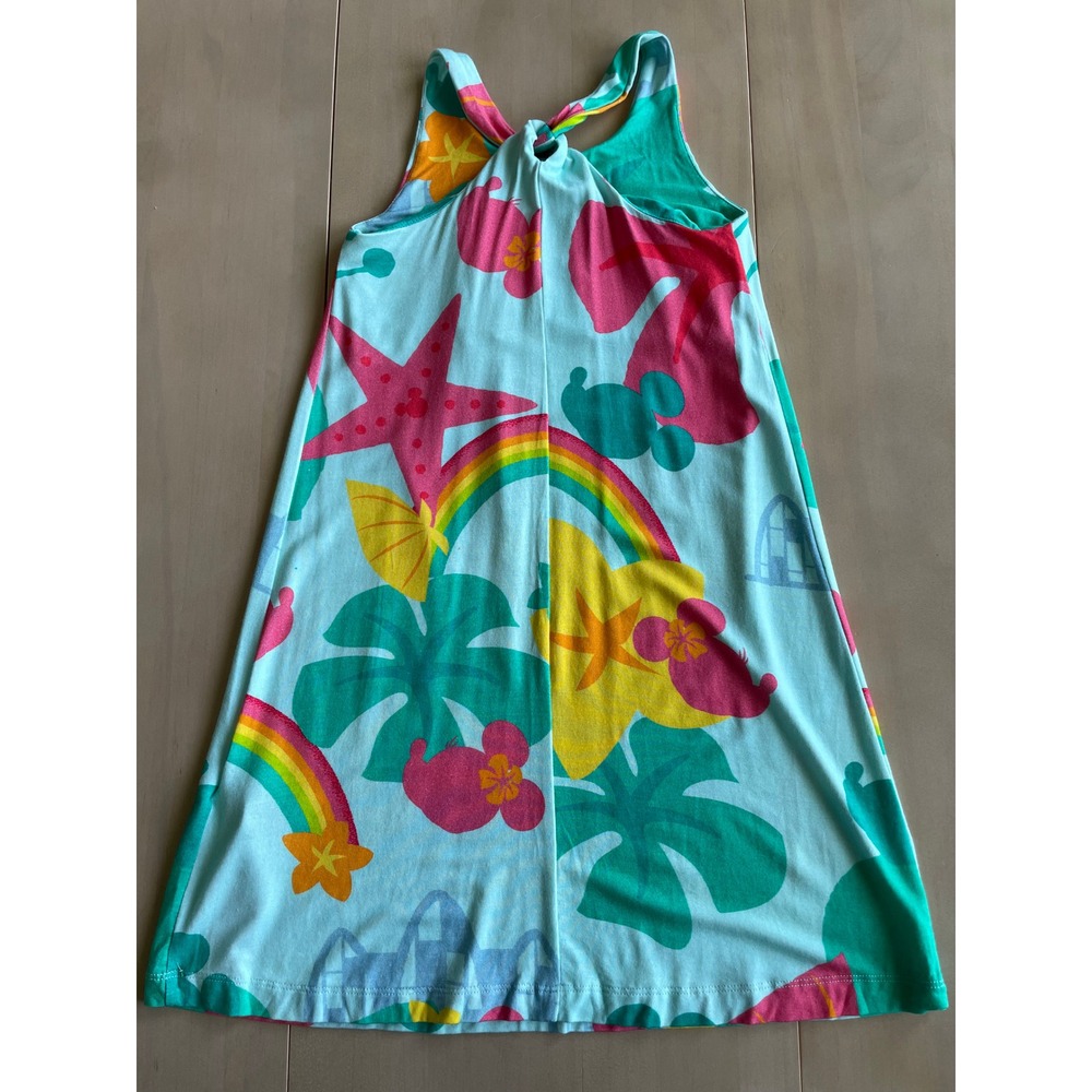 Disney Aulani Artist Showcase Hawaiian Dress Kids XS-4 Tropical Rainbow Hibiscus - Picture 5 of 8